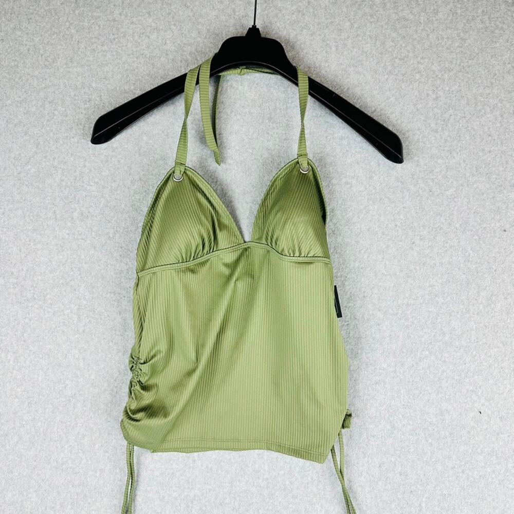 New Salt + Cove Womans Sz‎ Large Tankini Top Green Ribbed Swim NWT - Picture 2 of 7